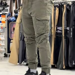Men’s Olive Green Tactical Cargo Joggers – Streetwear Utility Pants